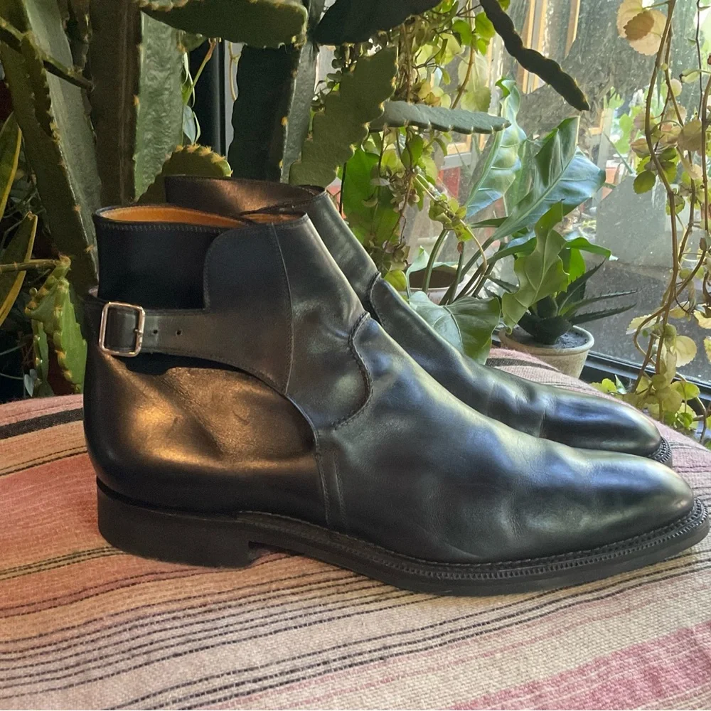 Men’s Custom Scarpe Di Bianco Monk Strap Chelsea Boots Black Leather